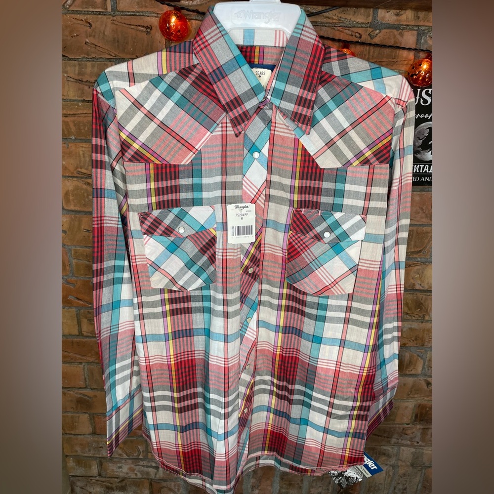 Vintage Wrangler Western Pearl Snap Long Sleeve Shirt Mens Medium NWT